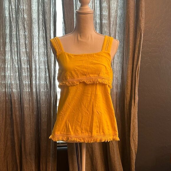 J crew yellow tank fringe bottom - Picture 1 of 4